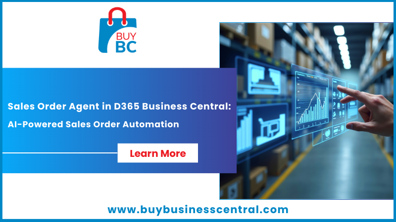Diagram showing how the Sales Order Agent in Dynamics 365 Business Central automates email orders, quotes, and inventory checks.